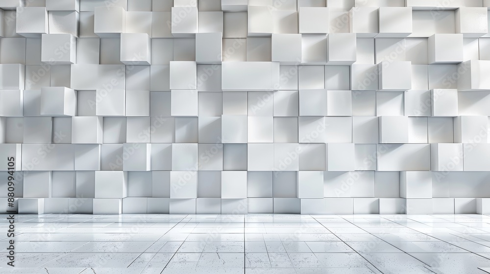 Minimalist White Cube Wall Abstract Background, white, cube, minimal, abstract