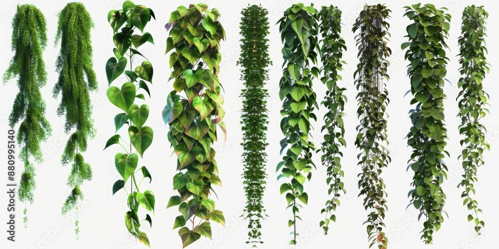 A decorative arrangement of green plants hangs from the ceiling A decorative arrangement of green plants hangs from the ceiling