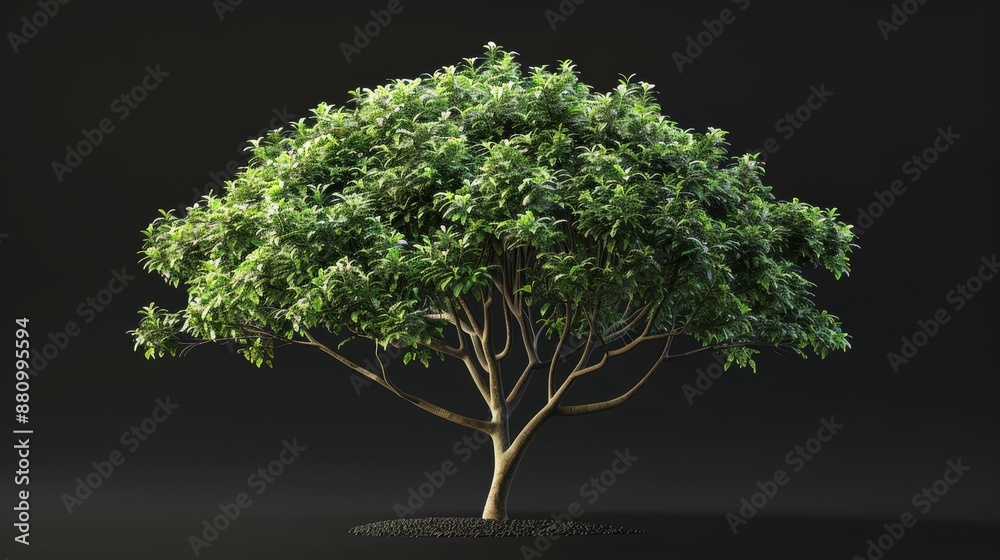 Solitary Tree Against Black Background, 3D Rendering, Green Foliage, Isolated Tree, tree, 3d, foliage, rendering Solitary Tree Against Black Background, 3D Rendering, Green Foliage, Isolated Tree, tree, 3d, foliage, rendering