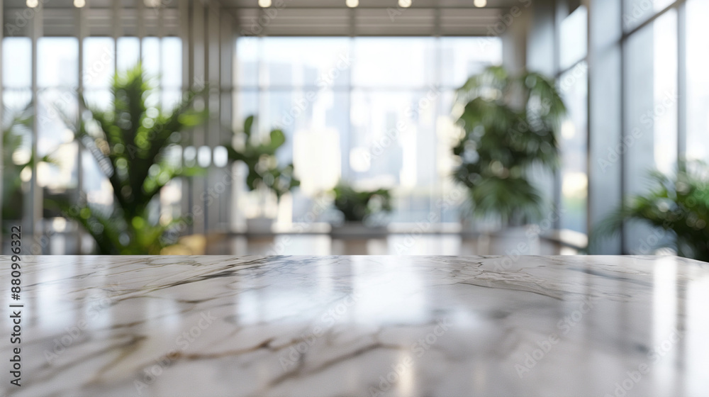Empty Marble Desk with Copy Space and Blurred Office Background Empty Marble Desk with Copy Space and Blurred Office Background