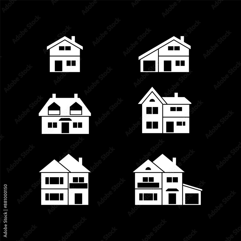 Set glyph icons of house or home Set glyph icons of house or home