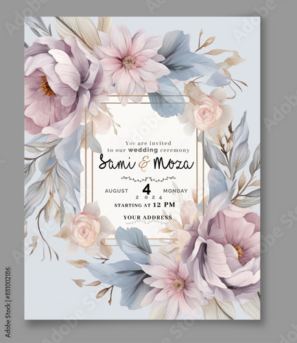 Wedding and Invitation Card Decent colors editable texts  .ai