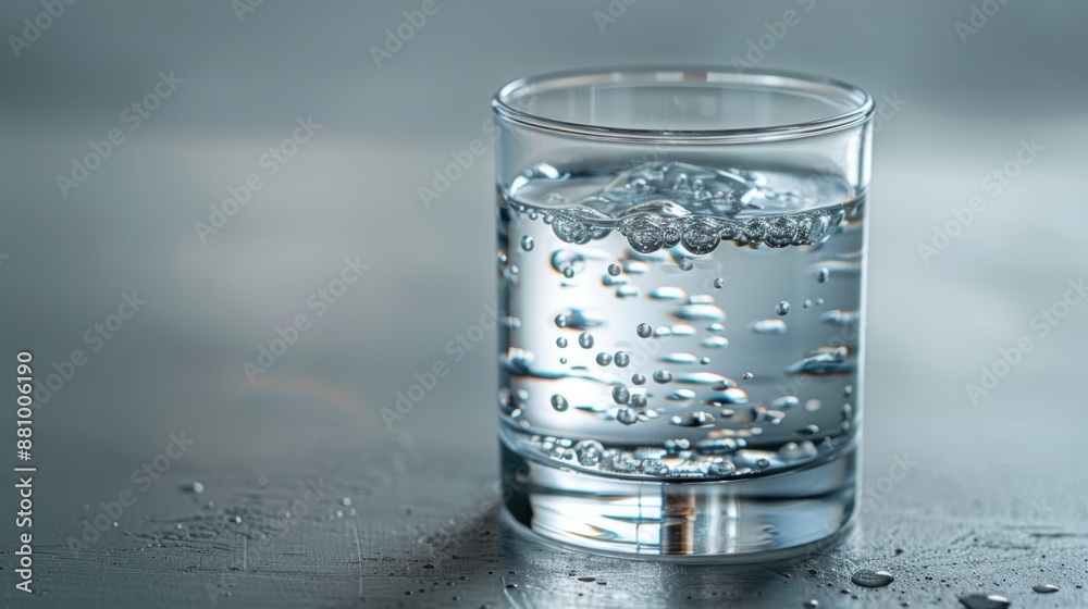Pure Refreshment: Glass of Water on Light Grey Background - Product Photography Concept