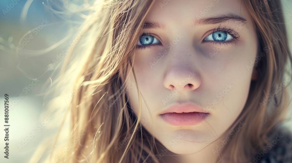 a close up of a woman with blue eyes a close up of a woman with blue eyes