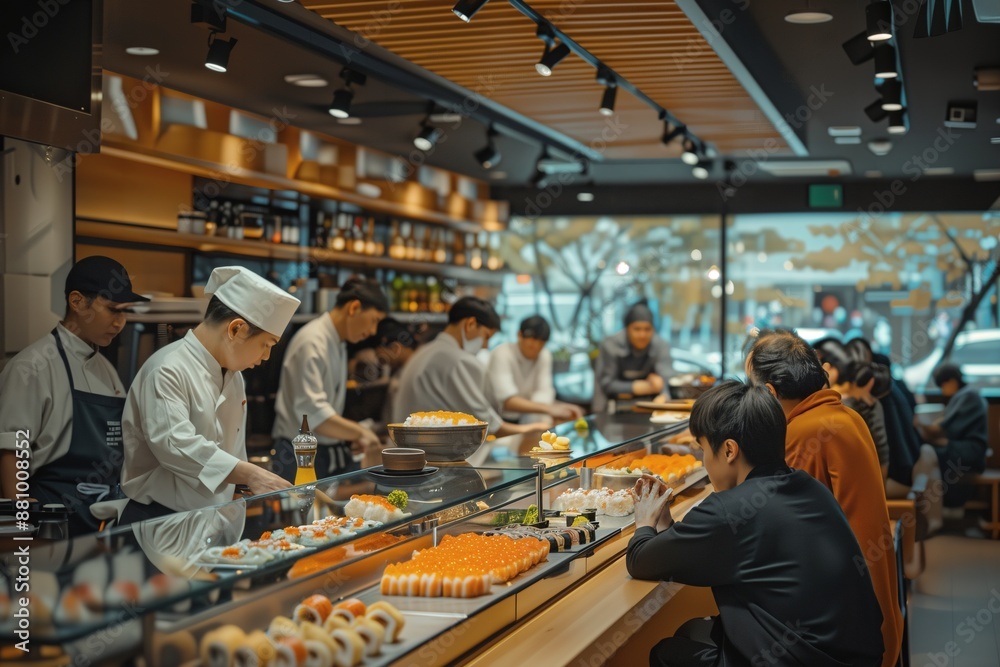 a group of people in a kitchen preparing food a group of people in a kitchen preparing food