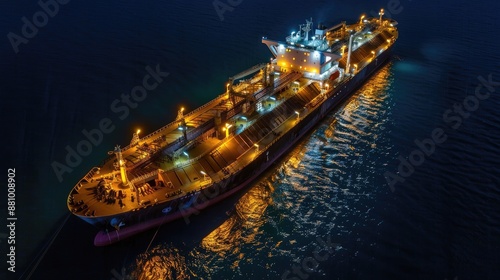 oil tanker, gas tanker in the high sea.Refinery Industry cargo ship,aerial view,Thailand, in import export, LPG,oil refinery, Logistics and transportation with working crane bridge in harbor 