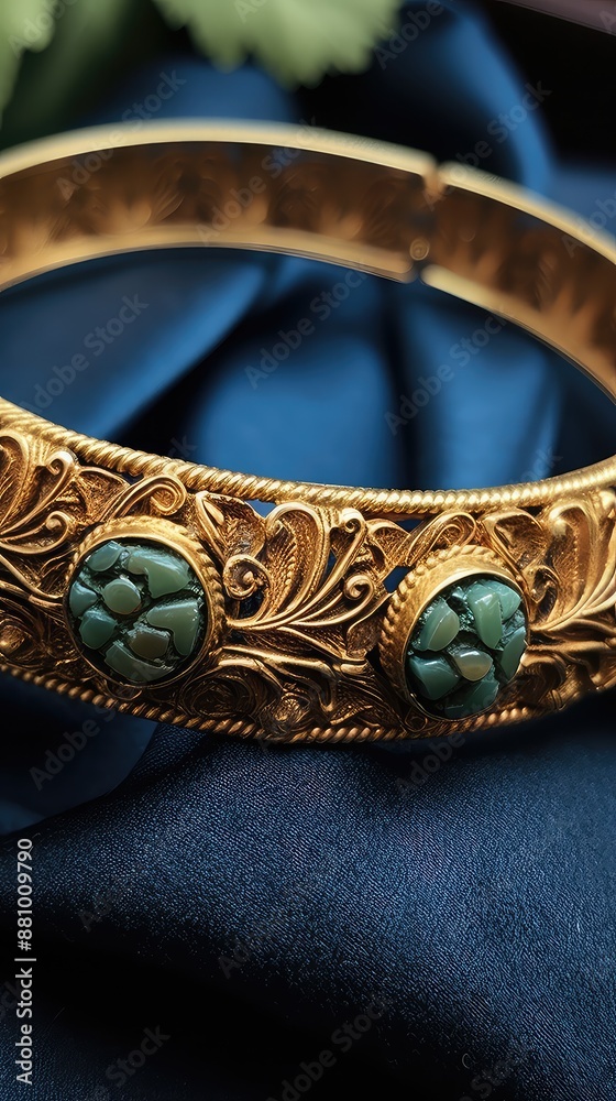 Obraz premium old fashioned gold plated bracelet with green