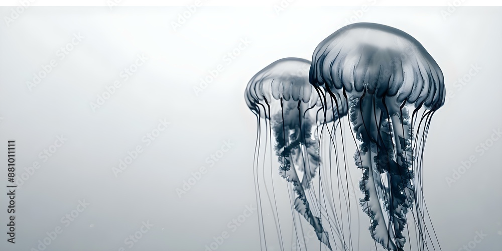 Monochrome jellyfish illustration with beige backdrop and aquatic bubbles. Concept Monochrome Illustration, Jellyfish Art, Beige Backdrop, Aquatic Bubbles, Underwater Theme Monochrome jellyfish illustration with beige backdrop and aquatic bubbles. Concept Monochrome Illustration, Jellyfish Art, Beige Backdrop, Aquatic Bubbles, Underwater Theme