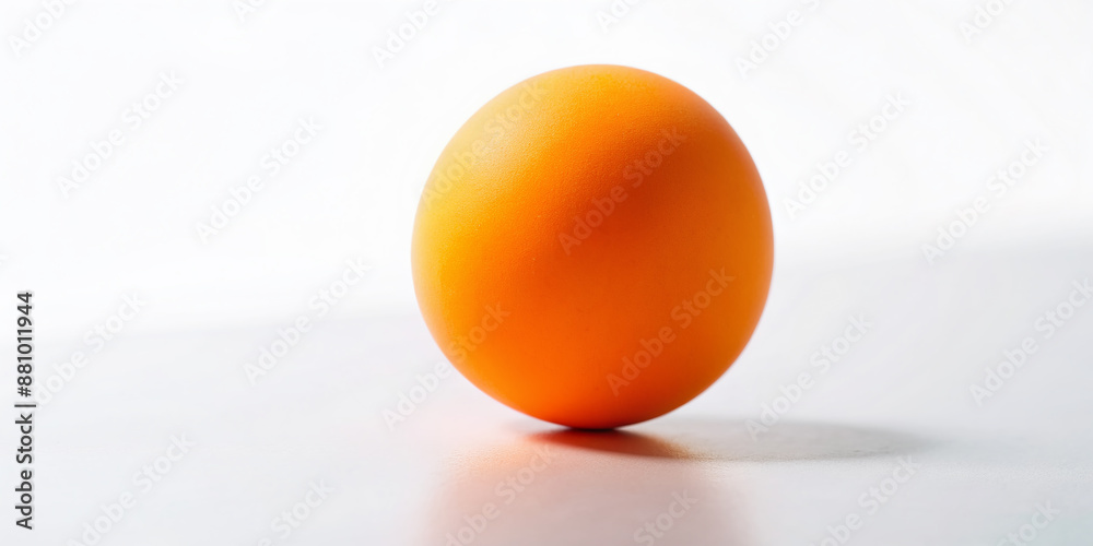 A solitary, bright orange table tennis ball sits isolated on a pristine white background, its rounded shape and subtle texture capturing attention. A solitary, bright orange table tennis ball sits isolated on a pristine white background, its rounded shape and subtle texture capturing attention.