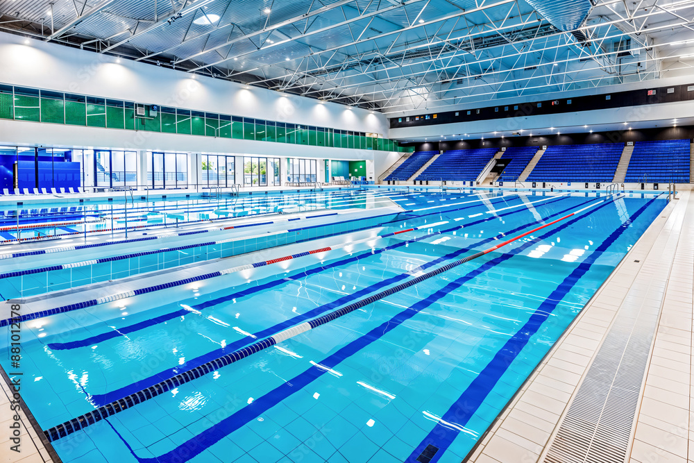 Naklejka premium Indoor swimming pool arena, interior, empty