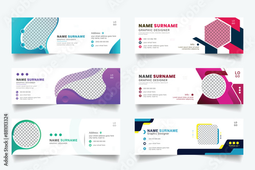 Professional modern email signature templates set design.