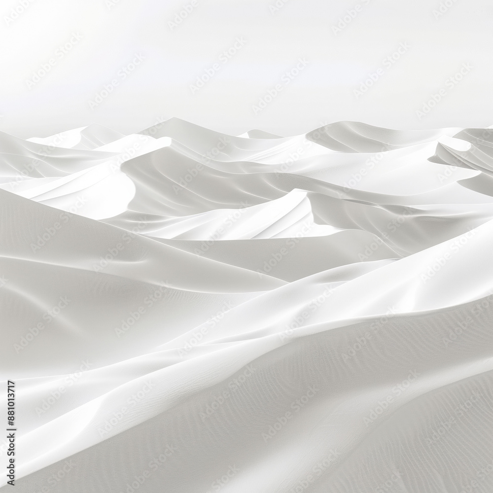 Fototapeta premium Abstract white sand dunes, solid white background