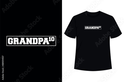Grandpa 10 Grandkids 10th Time Cubed Grandpa Of Ten T-Shirt
