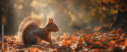 fotografia de um esquilo na natureza com potencial de iluminação de outono best-seller photo