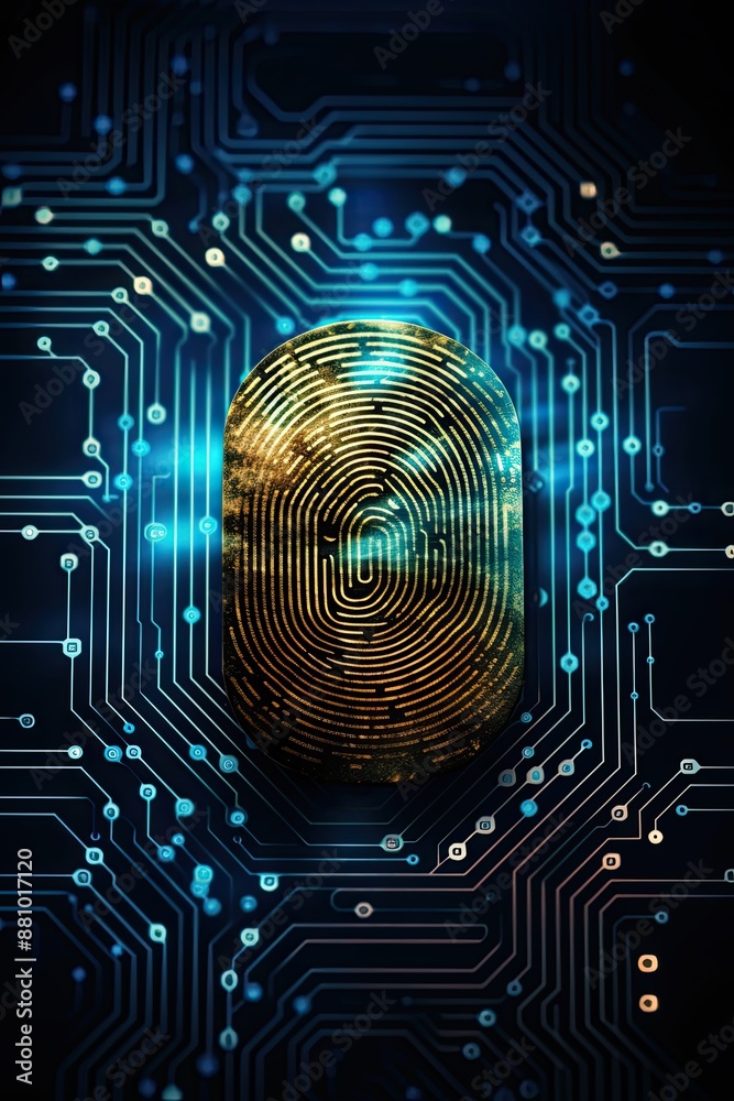 Concept of fingerprint ID. Modern access key.