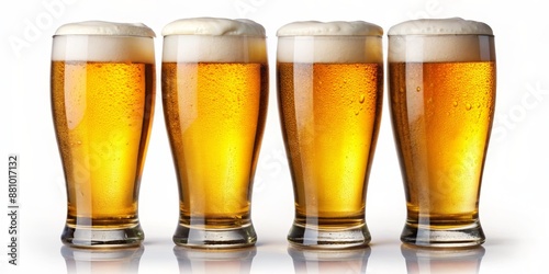 Wallpaper Mural Four Glasses of Frothy Beer, Close-up, Isolated, Refreshing, Drink, Beverage, Ale Torontodigital.ca