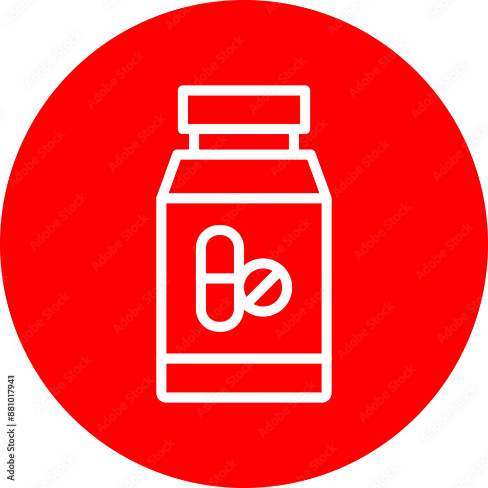 Medicine Vector Line White Circle Red Medicine Vector Line White Circle Red