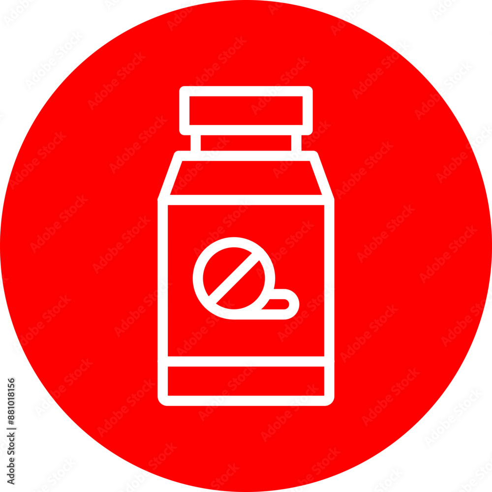 Aspirin Vector Line White Circle Red Aspirin Vector Line White Circle Red