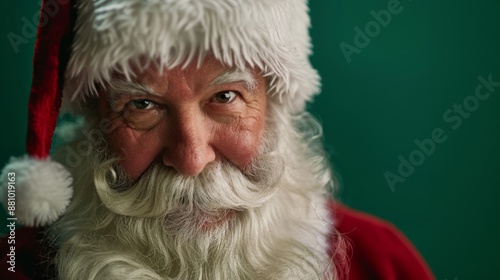 Santa Claus on a green background, with a place for text.