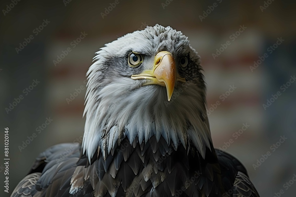 Obraz premium Patriotic eagle with waving flag.