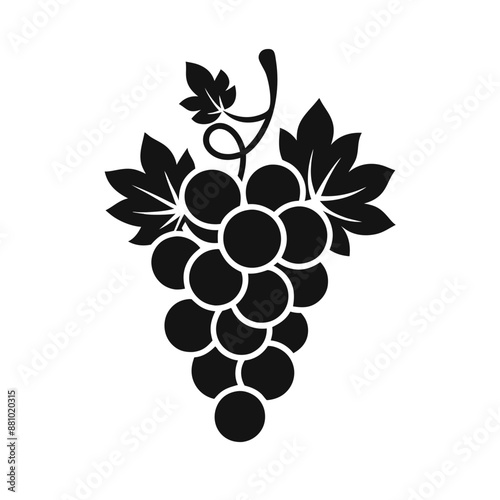 black silhouette image of grapes isolated on a white background 