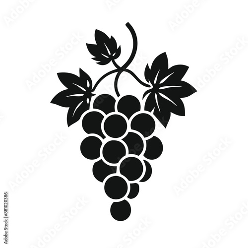 black silhouette image of grapes isolated on a white background 