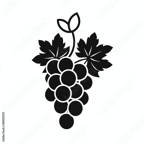 black silhouette image of grapes isolated on a white background 