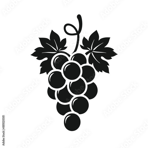 black silhouette image of grapes isolated on a white background 