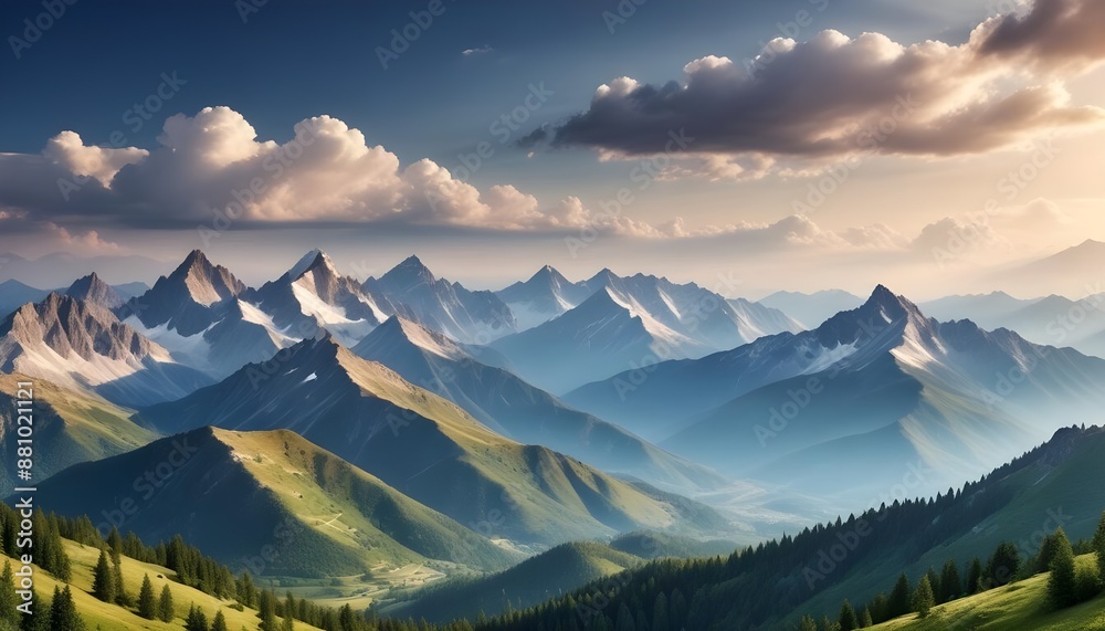 Fototapeta premium Beautiful mountains landscape panorama view