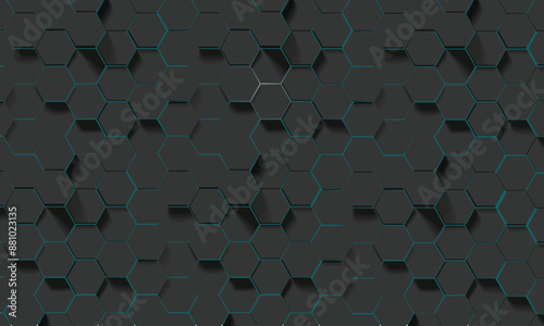 Partially Lit Technological Honeycomb Background Design 