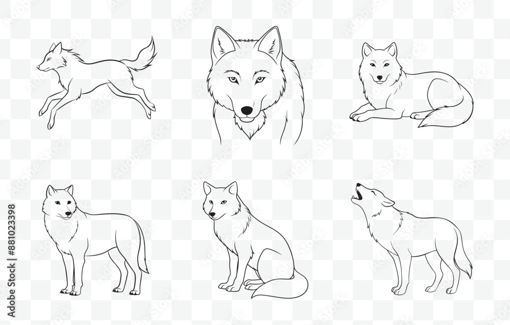 Print Ultimate Wolf Line Art Vector Set Collection for Stunning DesignsWolf