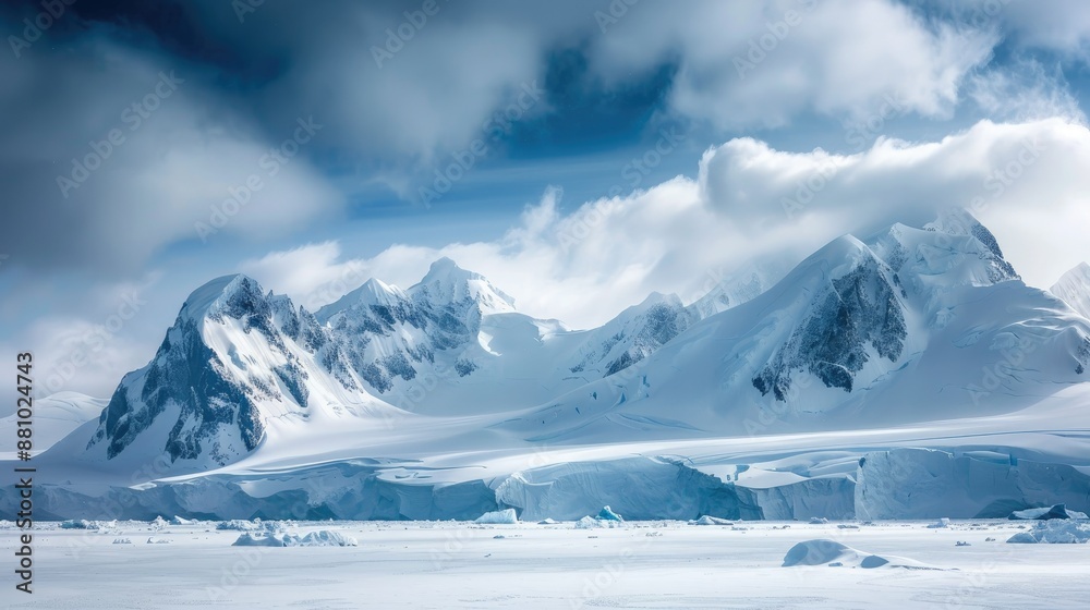 Majestic Snowy Mountain Range in Antarctica Majestic Snowy Mountain Range in Antarctica