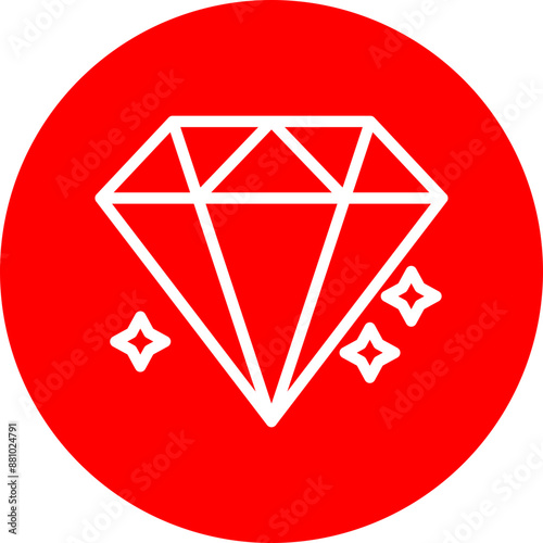 Diamond Vector Line White Circle Red