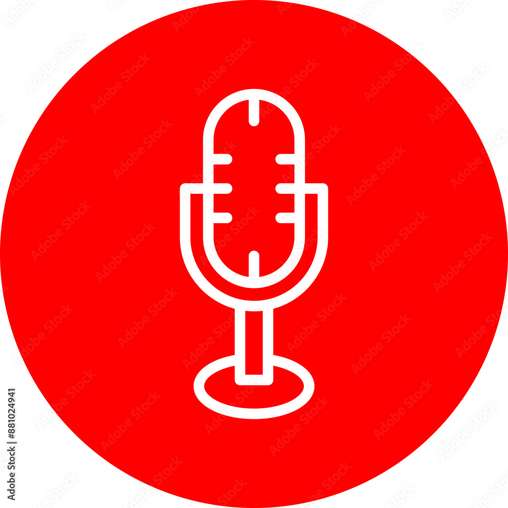 Microphone Vector Line White Circle Red Microphone Vector Line White Circle Red