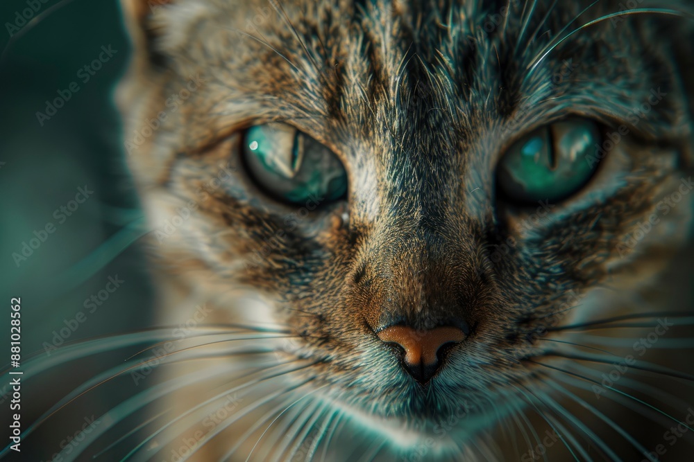 e-commerce photo, one very different cute cat, calm, ambient light, very realistic, mint and green, closeup generative ai e-commerce photo, one very different cute cat, calm, ambient light, very realistic, mint and green, closeup generative ai
