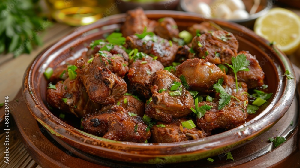 The national cuisine of Egypt. Kalaoui - fried kidneys. The national cuisine of Egypt. Kalaoui - fried kidneys.