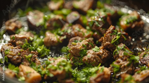 The national cuisine of Egypt. Kalaoui - fried kidneys.