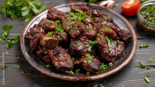 The national cuisine of Egypt. Kalaoui - fried kidneys. photo