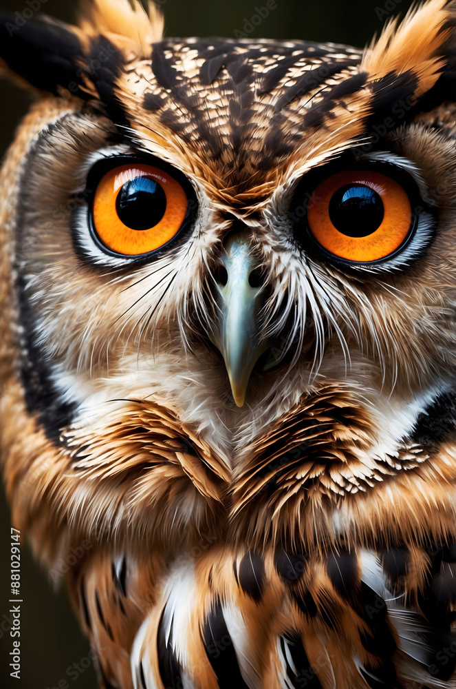Majestic Eurasian Eagle Owl Close Up, studio shot Majestic Eurasian Eagle Owl Close Up, studio shot