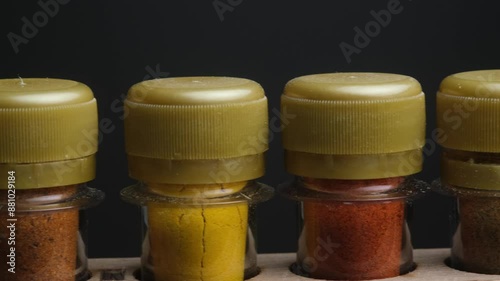 jars of spices in close-up