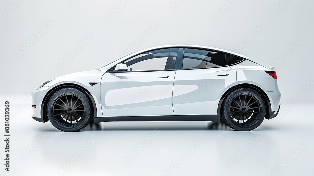 White city car standing on white background White city car standing on white background