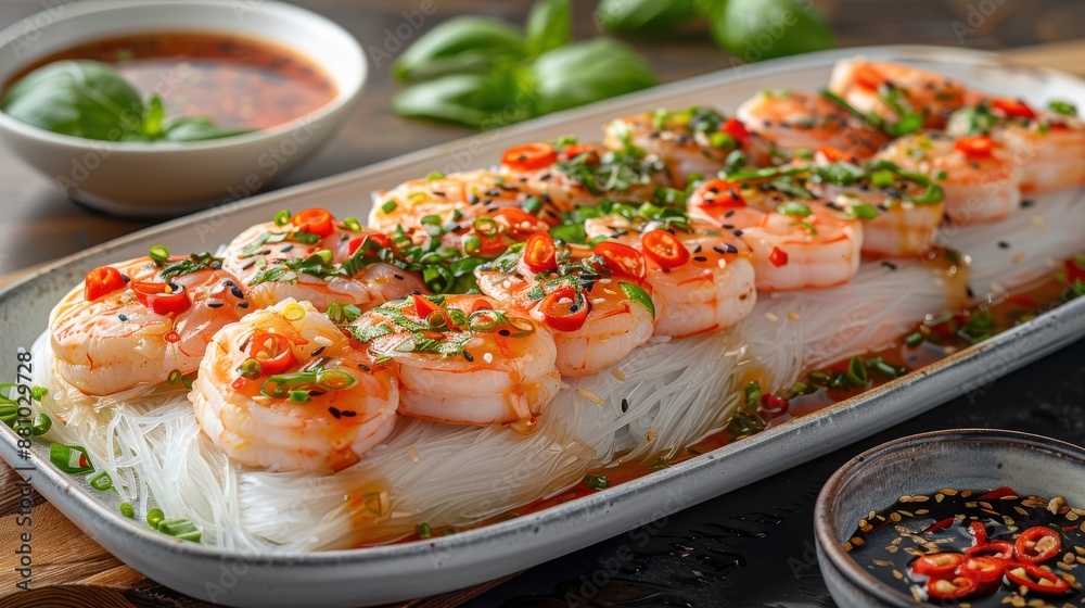 Fresh Spring Rolls with Rice Paper Shrimp and Vegetables in Bright Realism Photography Fresh Spring Rolls with Rice Paper Shrimp and Vegetables in Bright Realism Photography