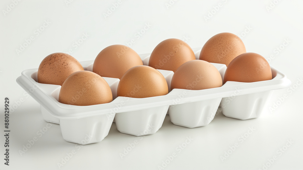 Eight brown eggs neatly arranged in a tray Eight brown eggs neatly arranged in a tray