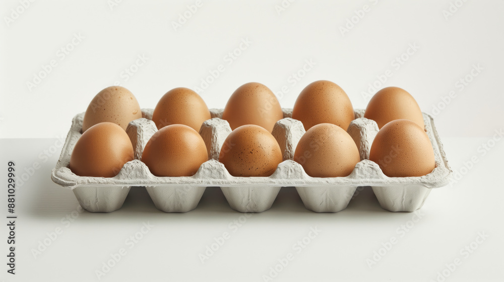 Eight brown eggs neatly arranged in a tray Eight brown eggs neatly arranged in a tray