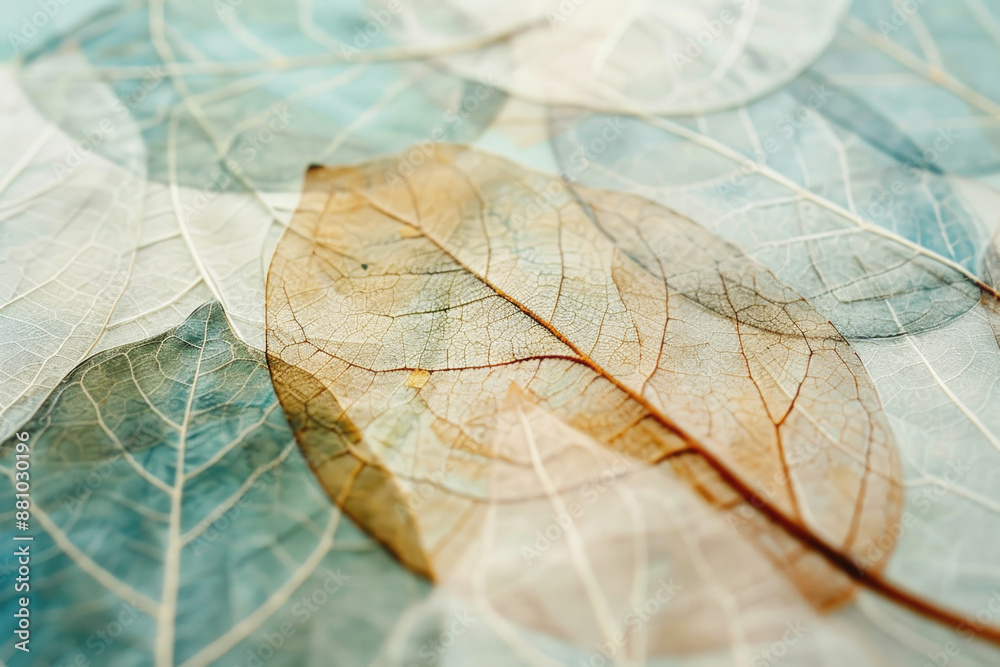 Obraz premium Beautiful leaf watercolor botanical background in pastel colors