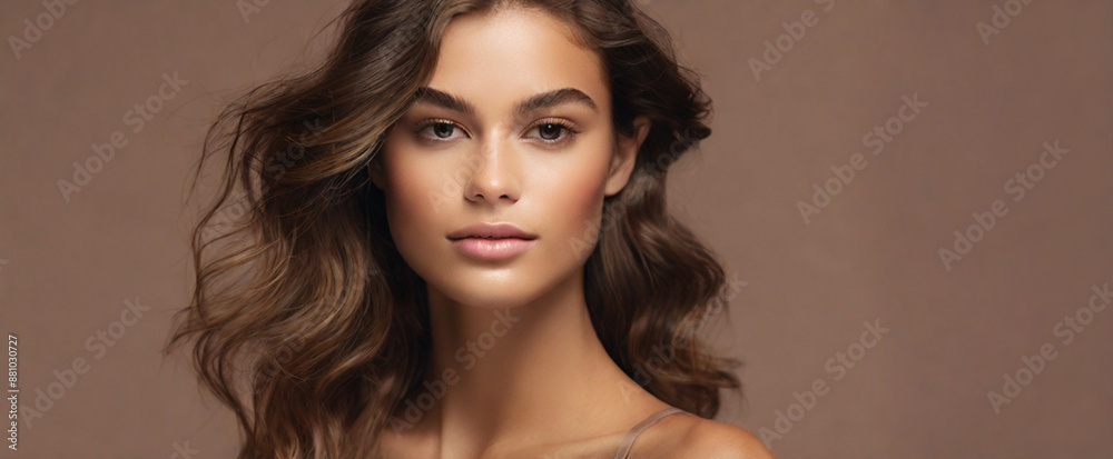 Portrait of young natural beautiful female model with healthy glowy skin and subtle make up Portrait of young natural beautiful female model with healthy glowy skin and subtle make up