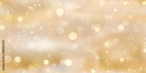 Champagne gradient seamless bg with bokeh and highlights. Luxury shine of golden blurred background with subtle texture. Fantasy vintage glossy wallpaper. Vector illustration