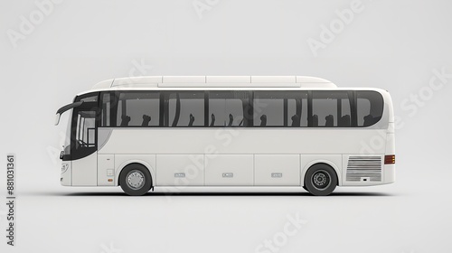 Modern travel bus on road in morning, 3D Rendering
