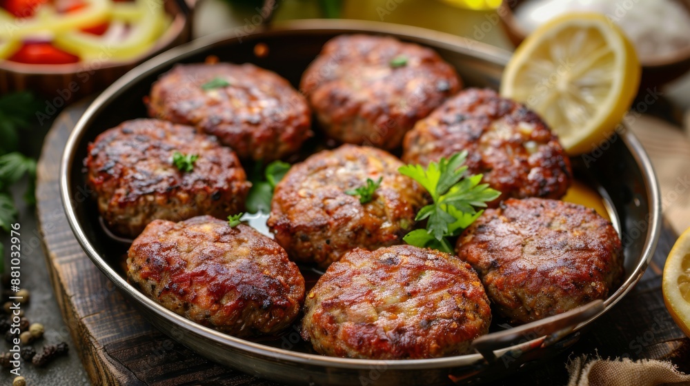 The national cuisine of Egypt. Kofta - chopped lamb or beef patties. The national cuisine of Egypt. Kofta - chopped lamb or beef patties.