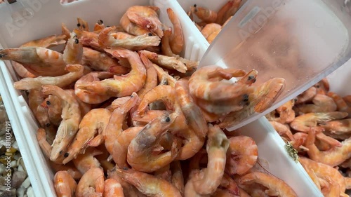 frozen seafood in the refrigerator